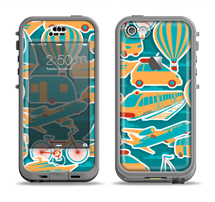 The Vector Colored Transportation Clipart Apple iPhone 5c LifeProof Nuud Case Skin Set