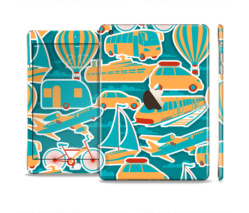 The Vector Colored Transportation Clipart Full Body Skin Set for the Apple iPad Mini 3