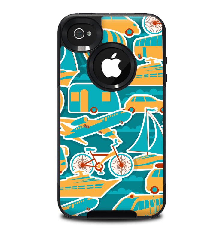 The Vector Colored Transportation Clipart Skin for the iPhone 4-4s OtterBox Commuter Case