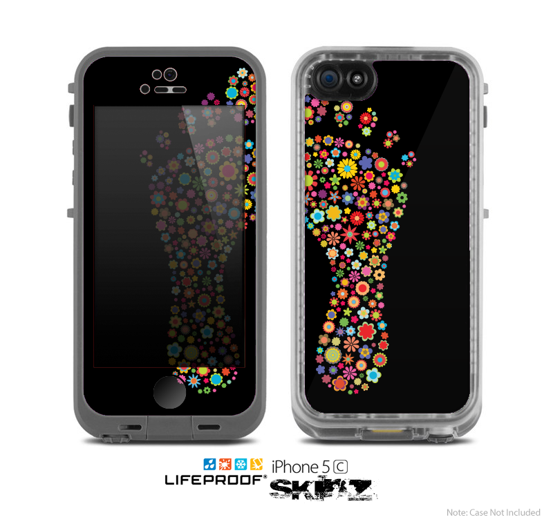 The Vector Floral Feet Icon Collage Skin for the Apple iPhone 5c LifeProof Case