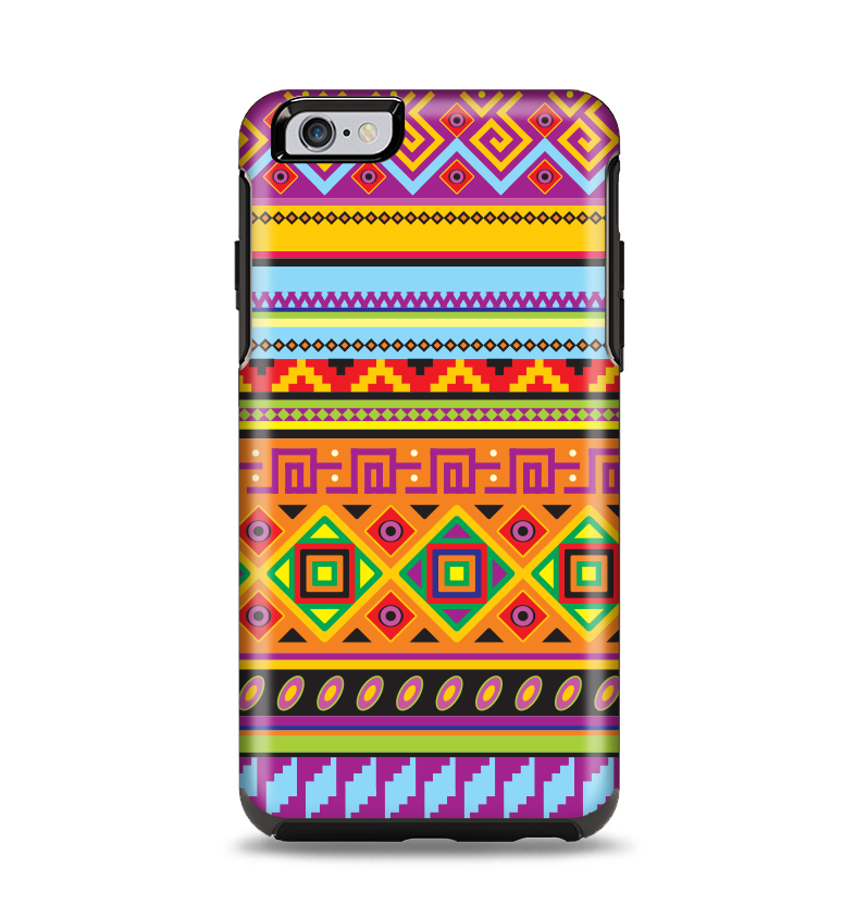The Vector Gold & Purple Aztec Pattern V32 Apple iPhone 6 Plus Otterbox Symmetry Case Skin Set