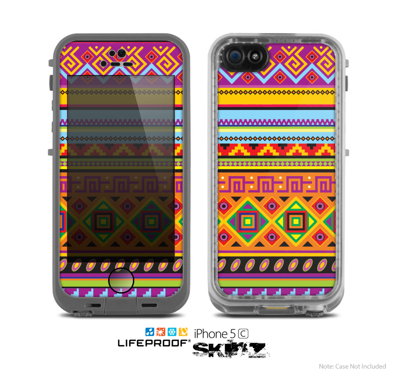 The Vector Gold & Purple Aztec Pattern V32 Skin for the Apple iPhone 5c LifeProof Case
