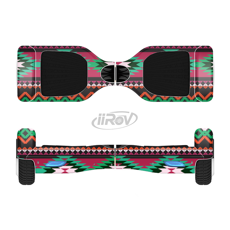 The Vector Green & Pink Aztec Pattern Full-Body Skin Set for the Smart Drifting SuperCharged iiRov HoverBoard