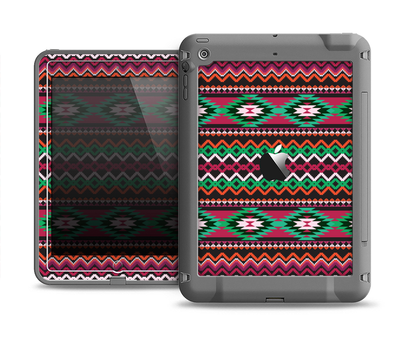 The Vector Green & Pink Aztec Pattern Apple iPad Air LifeProof Fre Case Skin Set