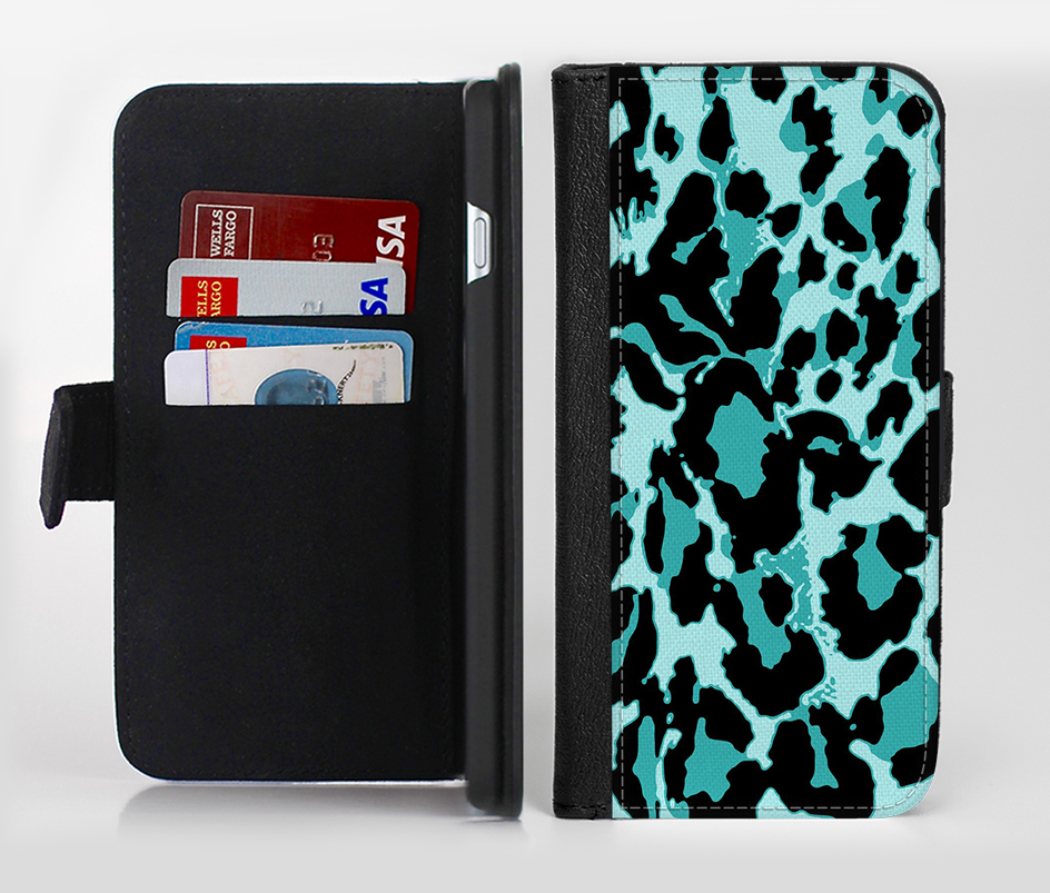 The Vector Hot Turquoise Cheetah Print Ink-Fuzed Leather Folding Walle ...