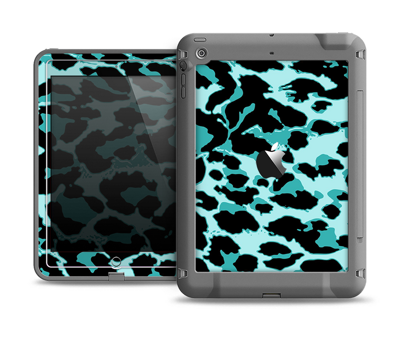 The Vector Hot Turquoise Cheetah Print Apple iPad Air LifeProof Fre Case Skin Set
