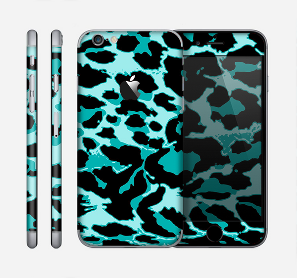 The Vector Hot Turquoise Cheetah Print Skin for the Apple iPhone 6