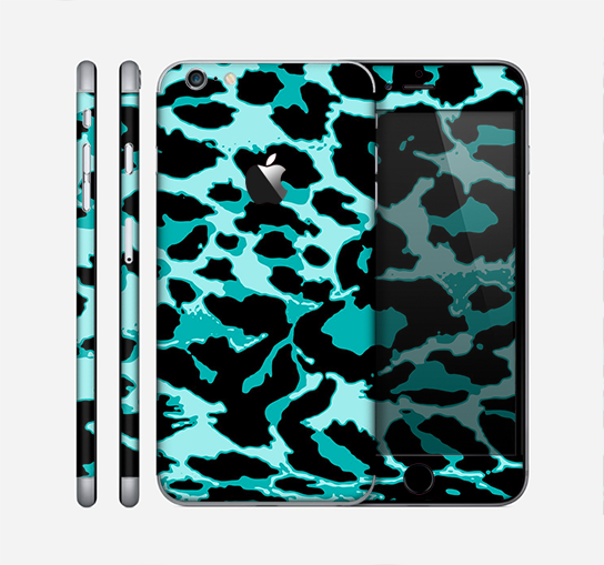The Vector Hot Turquoise Cheetah Print Skin for the Apple iPhone 6 Plus
