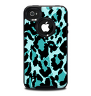 The Vector Hot Turquoise Cheetah Print Skin for the iPhone 4-4s OtterBox Commuter Case