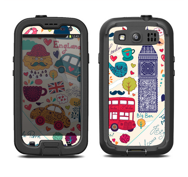 The Vector London Sketchbook Collage Samsung Galaxy S3 LifeProof Fre Case Skin Set