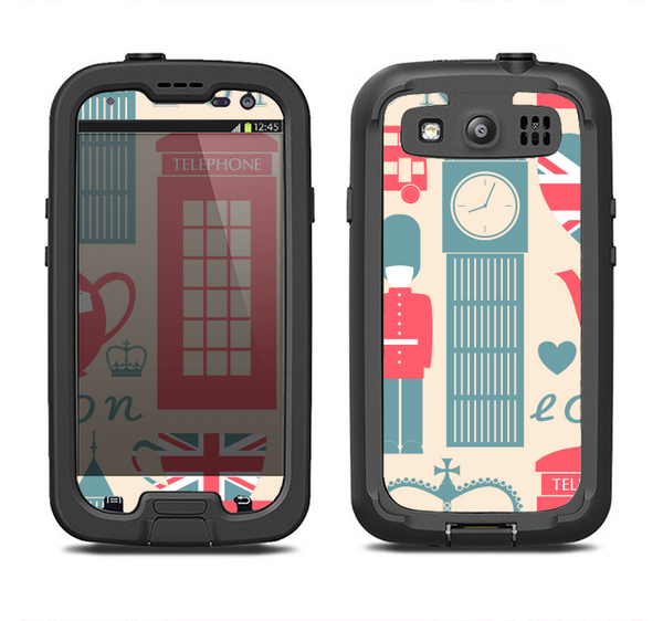 The Vector London Time Red Samsung Galaxy S3 LifeProof Fre Case Skin Set