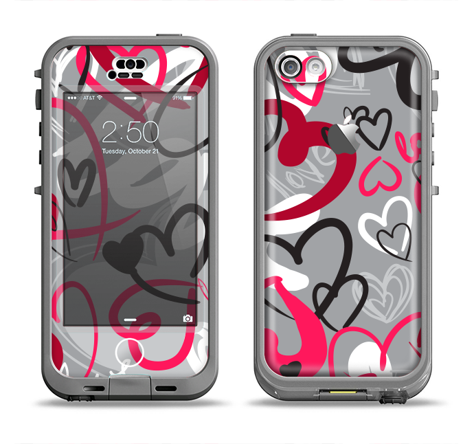 The Vector Love Hearts Collage Apple iPhone 5c LifeProof Nuud Case Skin Set