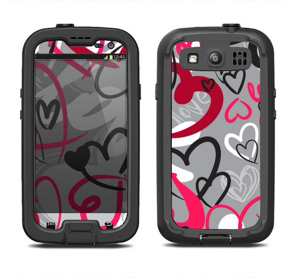 The Vector Love Hearts Collage Samsung Galaxy S3 LifeProof Fre Case Skin Set