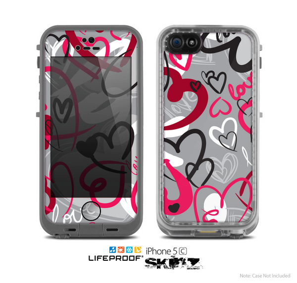 The Vector Love Hearts Collage Skin for the Apple iPhone 5c LifeProof Case