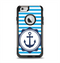 The Vector Navy Anchor with Blue Stripes Apple iPhone 6 Otterbox Commuter Case Skin Set