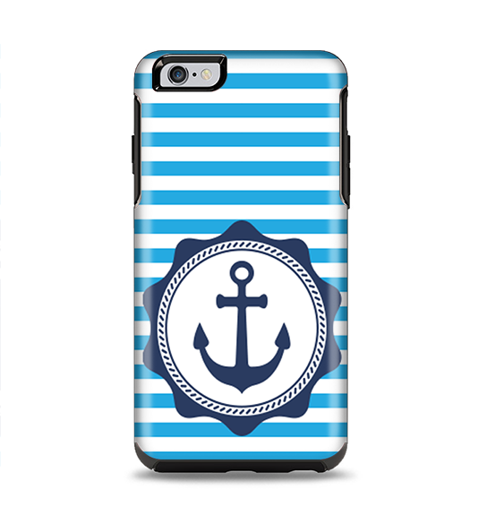 The Vector Navy Anchor with Blue Stripes Apple iPhone 6 Plus Otterbox Symmetry Case Skin Set