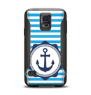 The Vector Navy Anchor with Blue Stripes Samsung Galaxy S5 Otterbox Commuter Case Skin Set