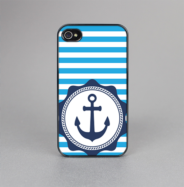 The Vector Navy Anchor with Blue Stripes Skin-Sert for the Apple iPhone 4-4s Skin-Sert Case