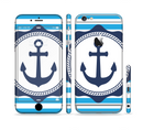 The Vector Navy Anchor with Blue Stripes Sectioned Skin Series for the Apple iPhone 6s