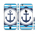 The Vector Navy Anchor with Blue Stripes Sectioned Skin Series for the Apple iPhone 6s Plus
