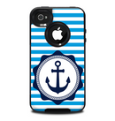 The Vector Navy Anchor with Blue Stripes Skin for the iPhone 4-4s OtterBox Commuter Case