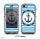 The Vector Navy Anchor with Blue Stripes Skin for the iPhone 5c nüüd LifeProof Case