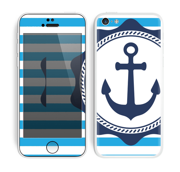 The Vector Navy Anchor with Blue Stripes copy Skin for the Apple iPhone 5c