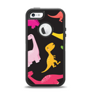 The Vector Neon Dinosaur Apple iPhone 5-5s Otterbox Defender Case Skin Set
