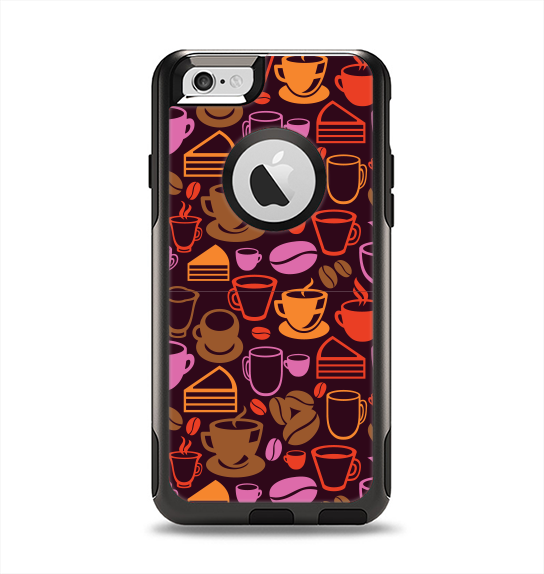 The Vector Orange & Pink Coffee Time Apple iPhone 6 Otterbox Commuter Case Skin Set
