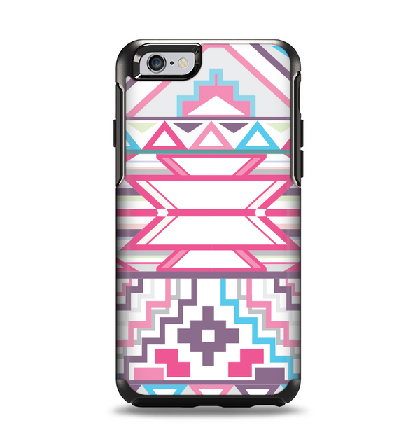 The Vector Pink & White Modern Aztec Pattern Apple iPhone 6 Otterbox Symmetry Case Skin Set