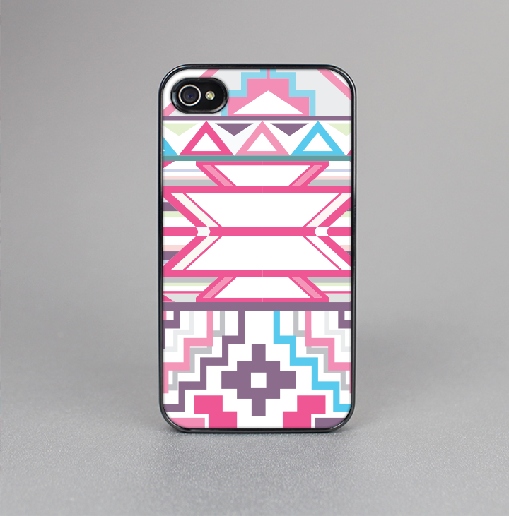 The Vector Pink & White Modern Aztec Pattern Skin-Sert for the Apple iPhone 4-4s Skin-Sert Case