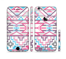 The Vector Pink & White Modern Aztec Pattern Sectioned Skin Series for the Apple iPhone 6s Plus