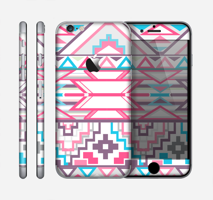 The Vector Pink & White Modern Aztec Pattern Skin for the Apple iPhone 6