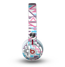 The Vector Pink & White Modern Aztec Pattern Skin for the Beats by Dre Mixr Headphones