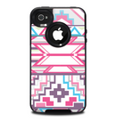 The Vector Pink & White Modern Aztec Pattern Skin for the iPhone 4-4s OtterBox Commuter Case