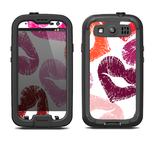 The Vector Puckered Color Lip Prints Samsung Galaxy S3 LifeProof Fre Case Skin Set