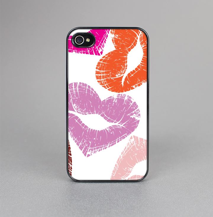 The Vector Puckered Color Lip Prints Skin-Sert for the Apple iPhone 4-4s Skin-Sert Case