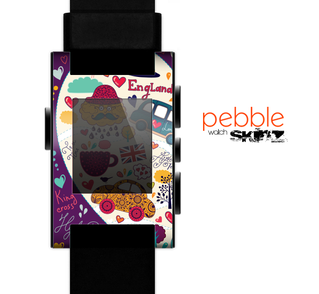 The Vector Purple Heart London Collage Skin for the Pebble SmartWatch
