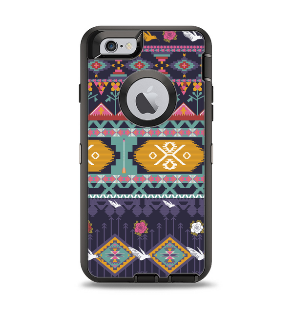 The Vector Purple and Colored Aztec pattern V4 Apple iPhone 6 Otterbox Defender Case Skin Set