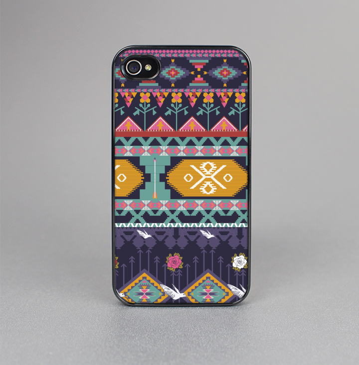 The Vector Purple and Colored Aztec pattern V4 Skin-Sert for the Apple iPhone 4-4s Skin-Sert Case