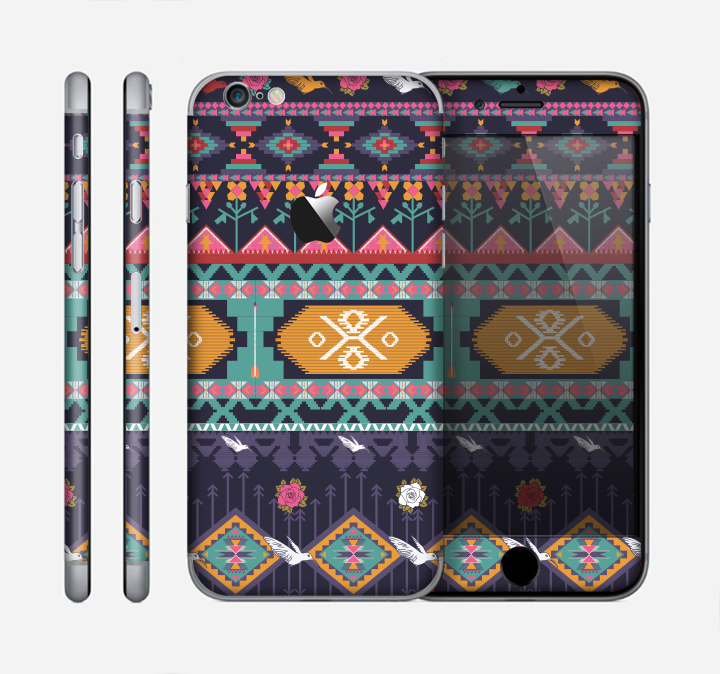 The Vector Purple and Colored Aztec pattern V4 Skin for the Apple iPhone 6