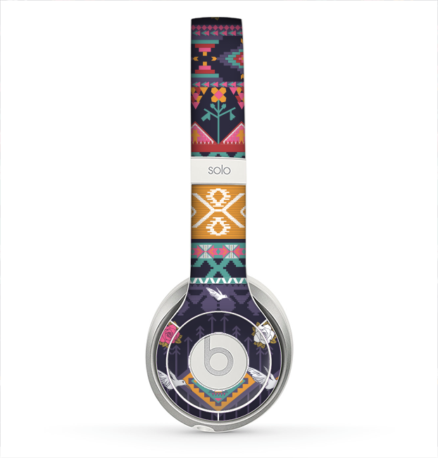 The Vector Purple and Colored Aztec pattern V4 Skin for the Beats by Dre Solo 2 Headphones