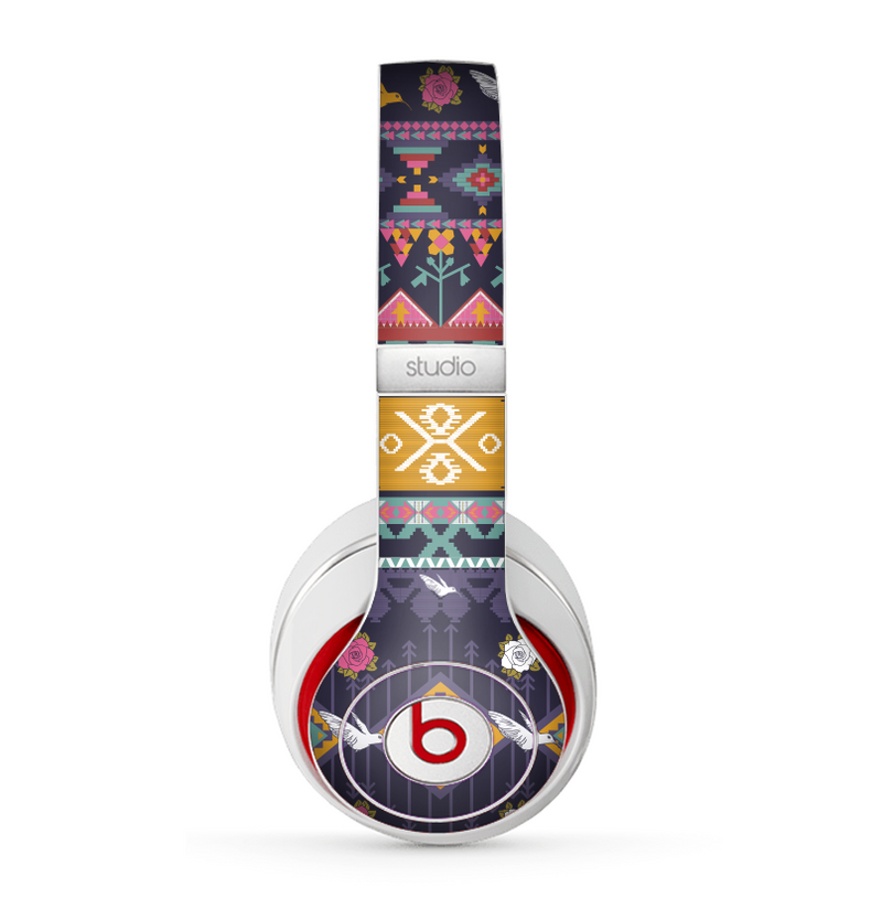 The Vector Purple and Colored Aztec pattern V4 Skin for the Beats by Dre Studio (2013+ Version) Headphones