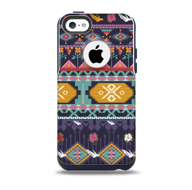 The Vector Purple and Colored Aztec pattern V4 Skin for the iPhone 5c OtterBox Commuter Case