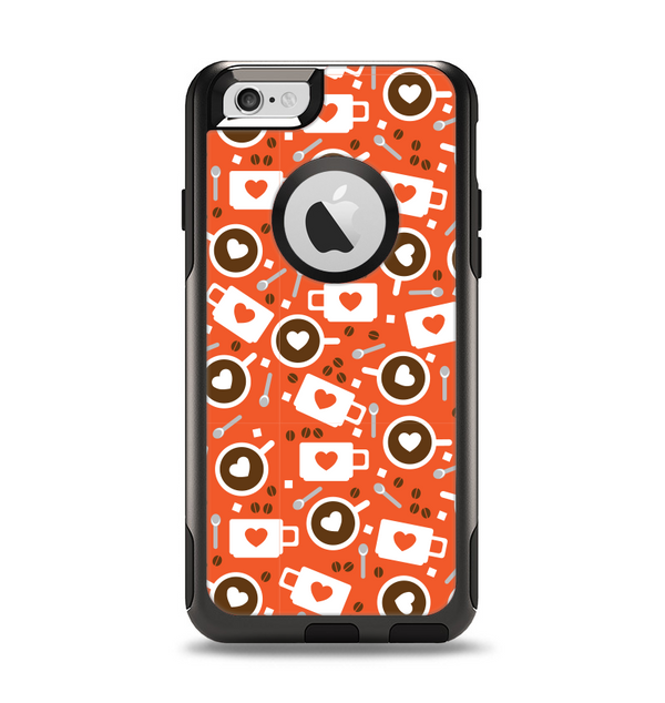 The Vector Red & Black Coffee Love Pattern Apple iPhone 6 Otterbox Commuter Case Skin Set