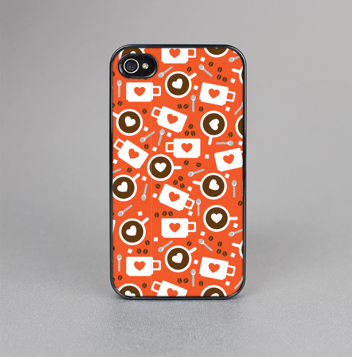 The Vector Red & Black Coffee Love Pattern Skin-Sert for the Apple iPhone 4-4s Skin-Sert Case