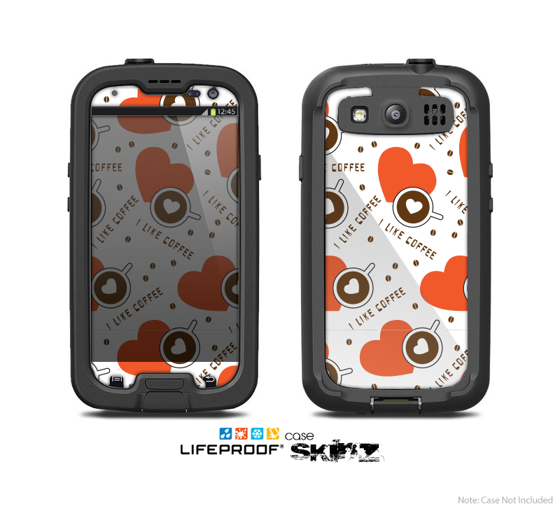 The Vector Red Hearts with Coffee Mugs Skin For The Samsung Galaxy S3 LifeProof Case