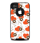 The Vector Red Hearts with Coffee Mugs Skin for the iPhone 4-4s OtterBox Commuter Case