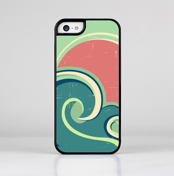 The Vector Retro Green Waves Skin-Sert for the Apple iPhone 5c Skin-Sert Case