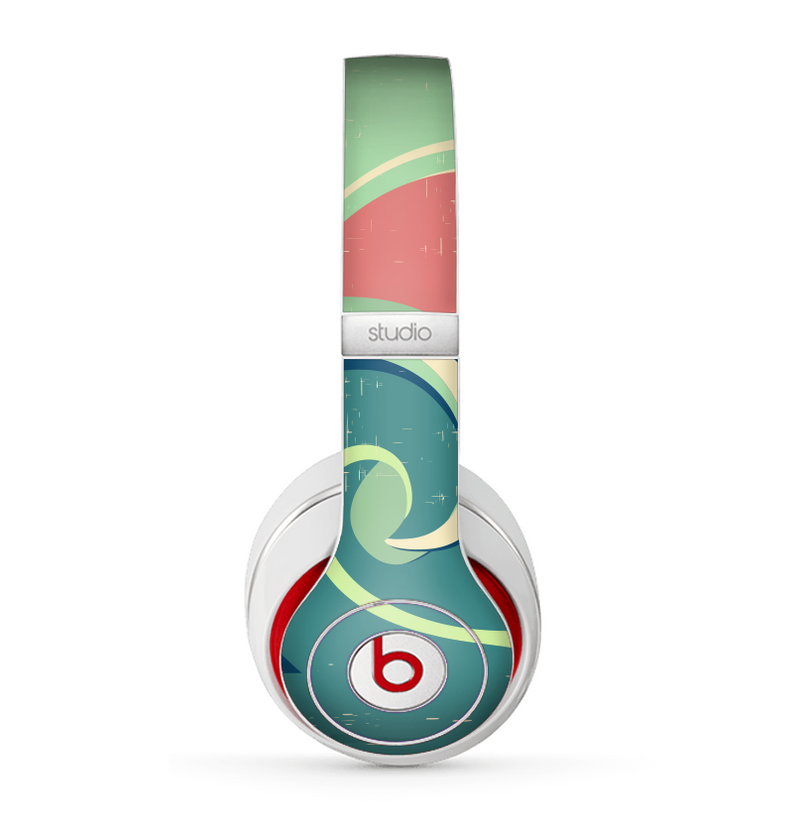 The Vector Retro Green Waves Skin for the Beats by Dre Studio (2013+ Version) Headphones